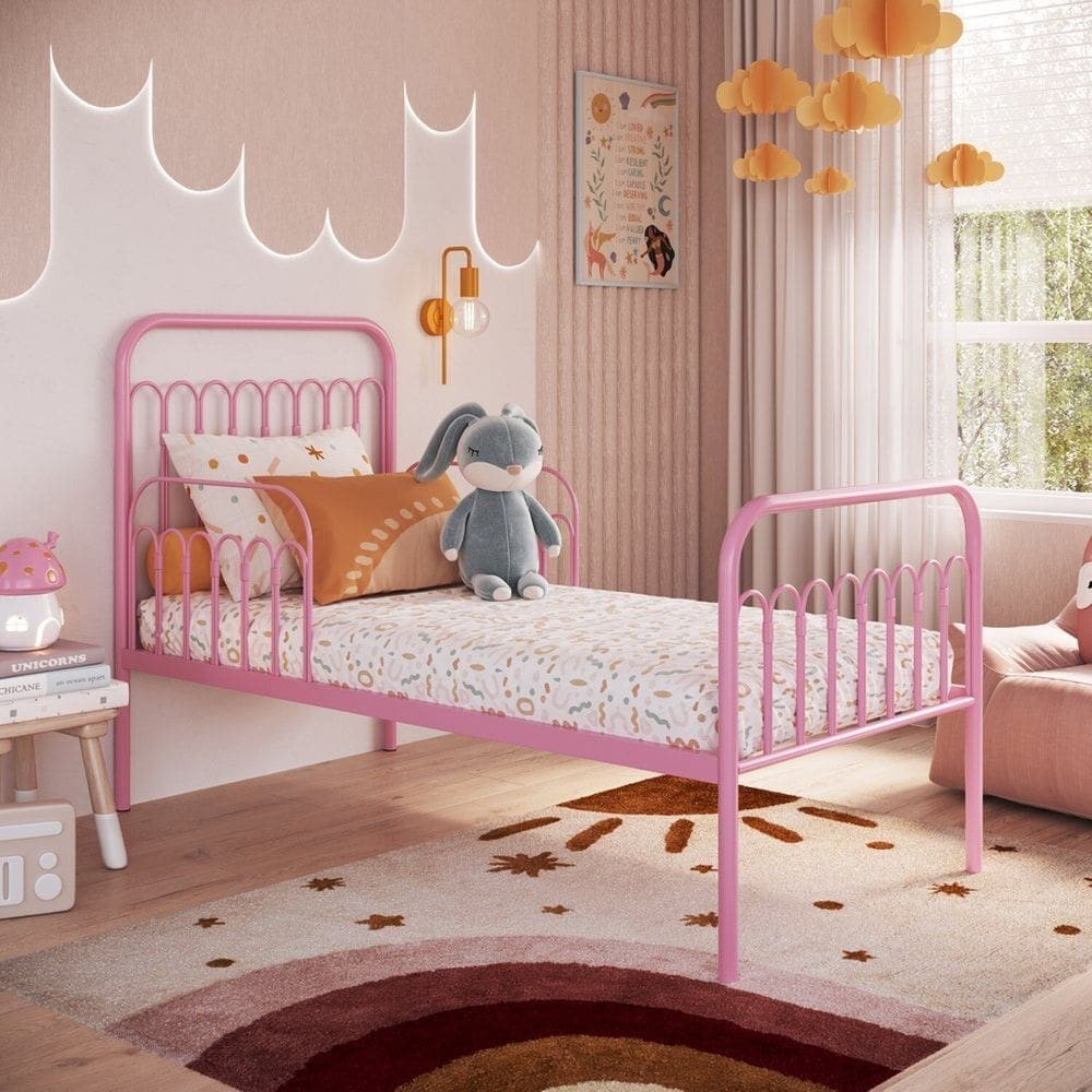 Cama Infantil de Solteiro em Ferro - Nina Rosa Bebê