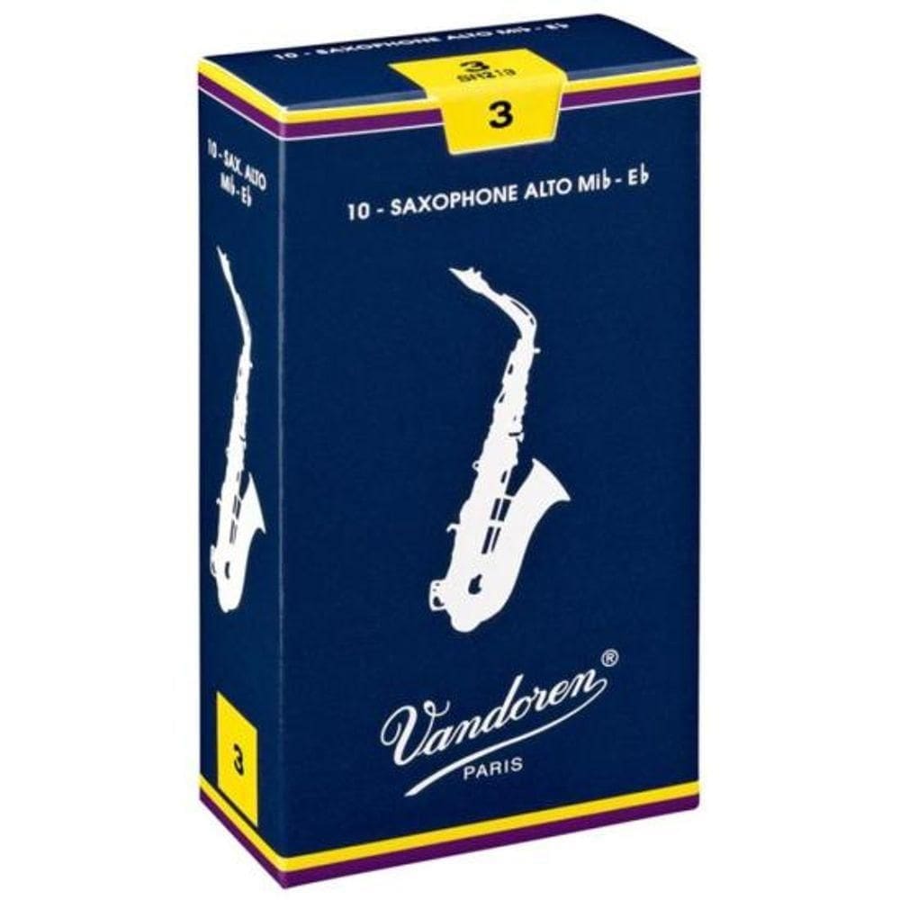Palheta Tradicional Para Saxofone Alto 3 Vandoren Sr213 10