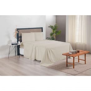 Jogo De Lençol Versatile Ponto Palito Completo 4 Peças Casal Micropercal cáqui