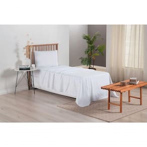 Jogo De Lençol Versatile Ponto Palito Completo 3 Peças Solteiro Micropercal branco