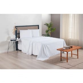 Jogo De Lençol Versatile Ponto Palito Completo 4 Peças Queen Micropercal branco