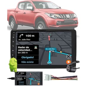 Multimídia 2 Din 9" Polegadas Android L200 Triton 2019 em Diante + Câmera de Ré + Moldura + Chicote