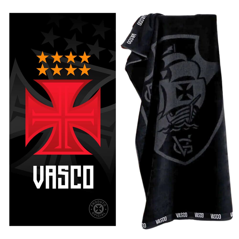 Kit 2 Toalhas Vasco Banho Praia e Piscina Oficial Clubes do Brasil Licenciado Buettner