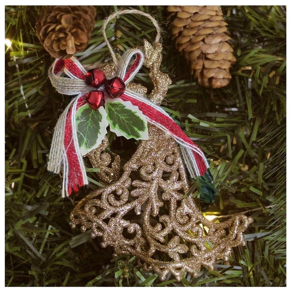 Kit 12 Enfeite Pendente árvore Natal Anjo Dourado 12,5cm