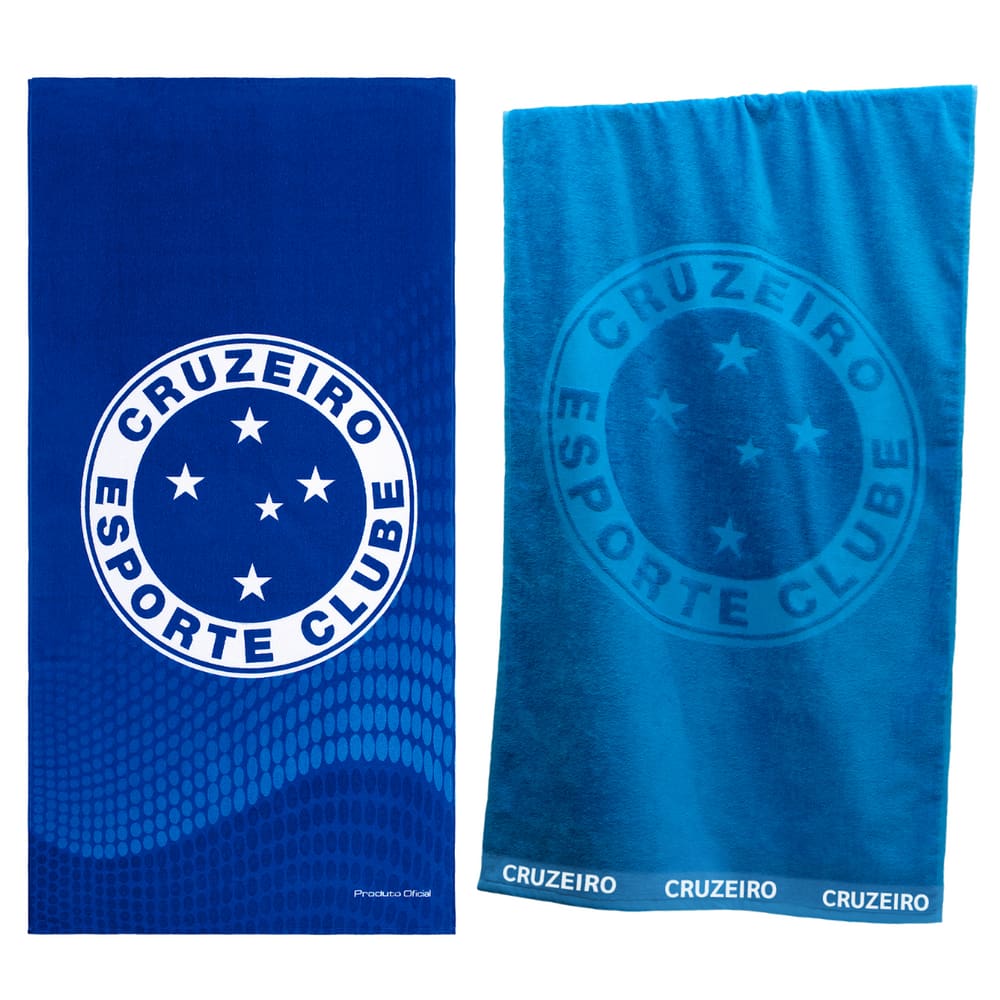 Kit 2 Toalhas Cruzeiro Banho Praia e Piscina Oficial Clubes do Brasil Licenciado Buettner