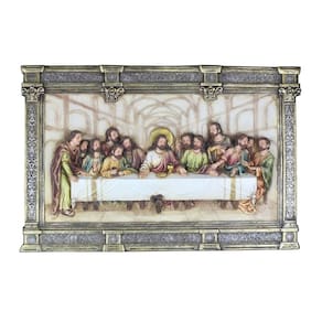 Quadro Santa Ceia Páscoa Moldurado Rústico 70Cm