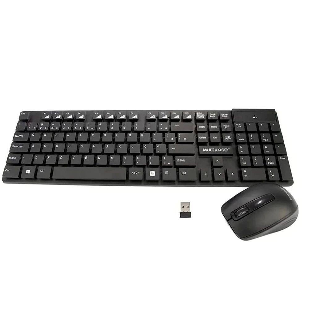 Kit Teclado e Mouse Sem Fio Teclas Multimídia Flutuantes USB Multi