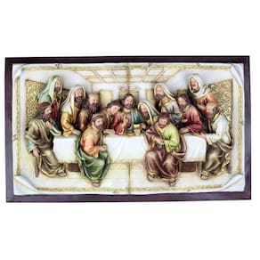 Quadro Santa Ceia Páscoa Moldurado Religioso Antigo 40Cm
