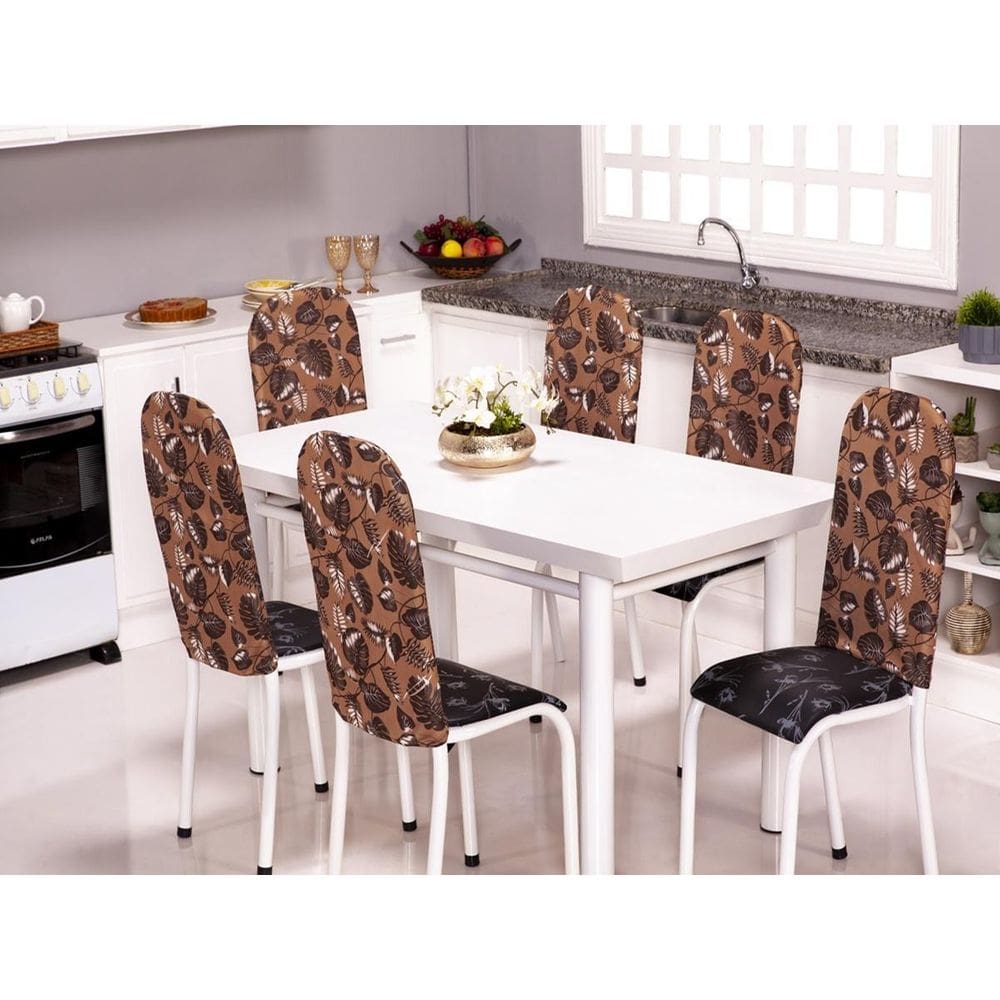 Kit 4 Capas Encosto Cadeira Aço Tubular Cozinha Malha Gel