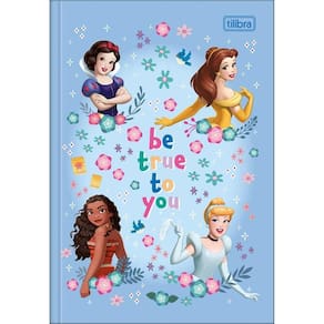 Caderno Brochura 1/4 80Fls Princesas Disney Azul Tilibra