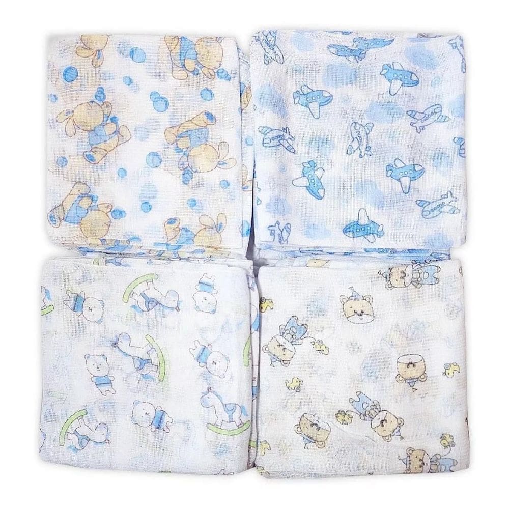 Kit Com 10 Fralda De Pano Bebê 60X60 100% Algodão Masculino