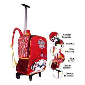 Mochila Patrulha Canina Rodinhas Infantil Meninos Peluciada