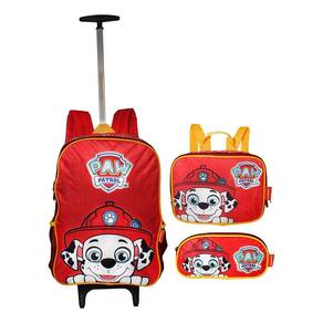 Kit Mochila Patrulha Canina Infantil Masculina Rodinhas T3