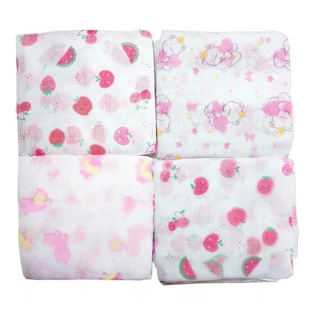 Kit Com 10 Fralda De Pano Bebê 60X60 100% Algodão Feminino