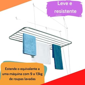 Varal De Teto Alumínio 1,20 Metro + Kit Fixação Maxeb