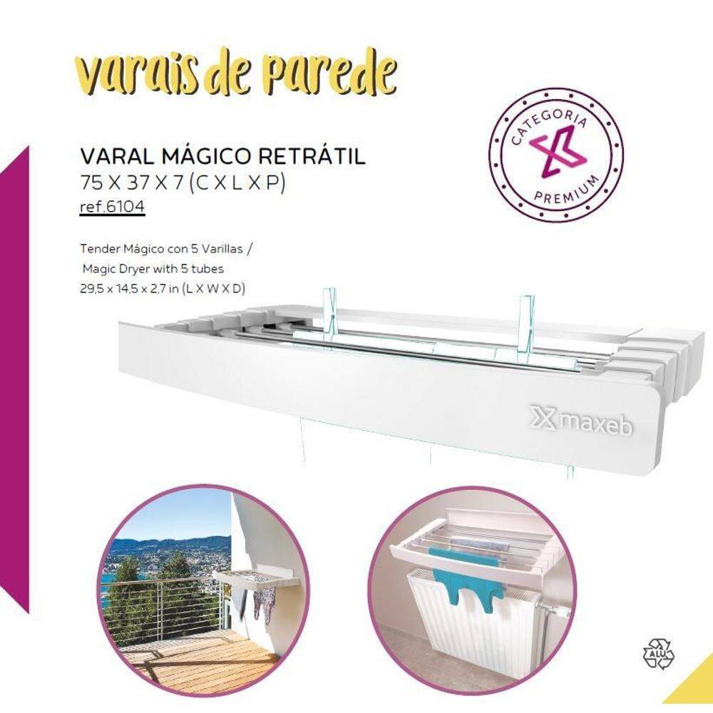 Varal Retrátil Mágico Maxeb Reforçado