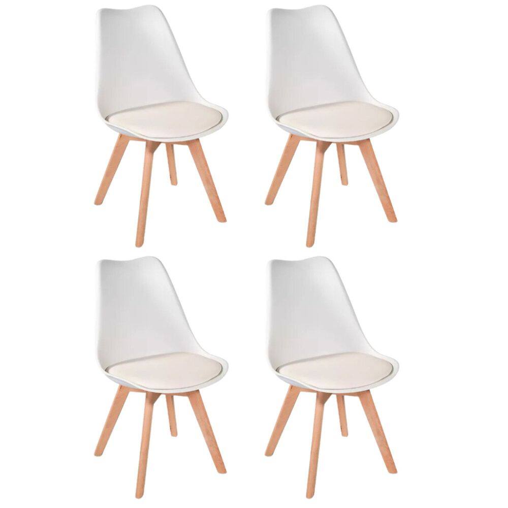 Conjunto 4 Cadeiras Eames Leda Estofada Branco