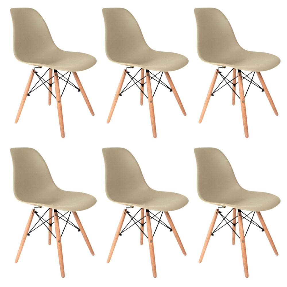 Conjunto 6 Cadeiras para Sala de Jantar Eames Eiffel Dkr Cinza