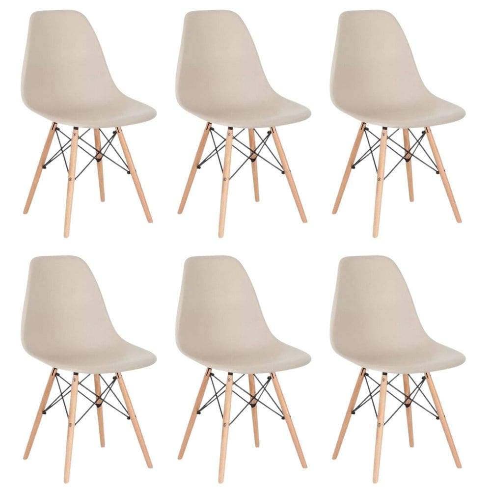 Conjunto 6 Cadeiras para Sala de Jantar Eames Eiffel Dkr Nude