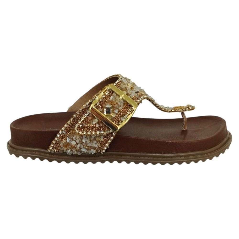 Chinelo Feminino Papete De Dedo Trilha Da Lua Tiras Brilho