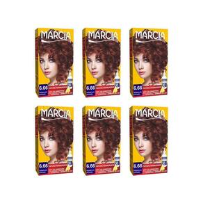 Coloração Marcia Liquida 6.66 Vermelho Intenso - Kit C/6Un