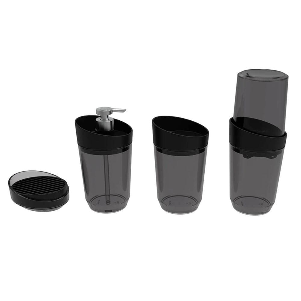 Kit Banheiro Crippa 4 Peças Porta Escova Porta Sabonete Líqu