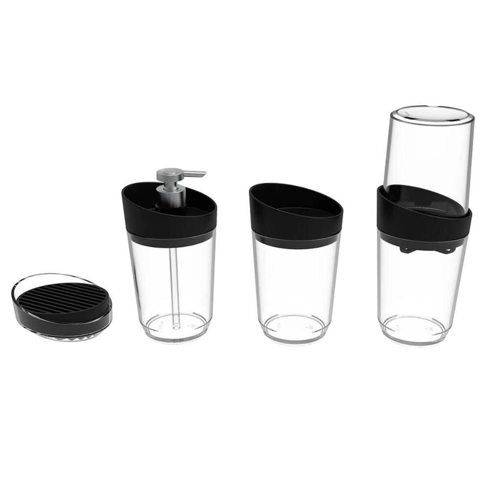 Kit Banheiro Transparente Crippa 4 Peças Porta Escova Porta