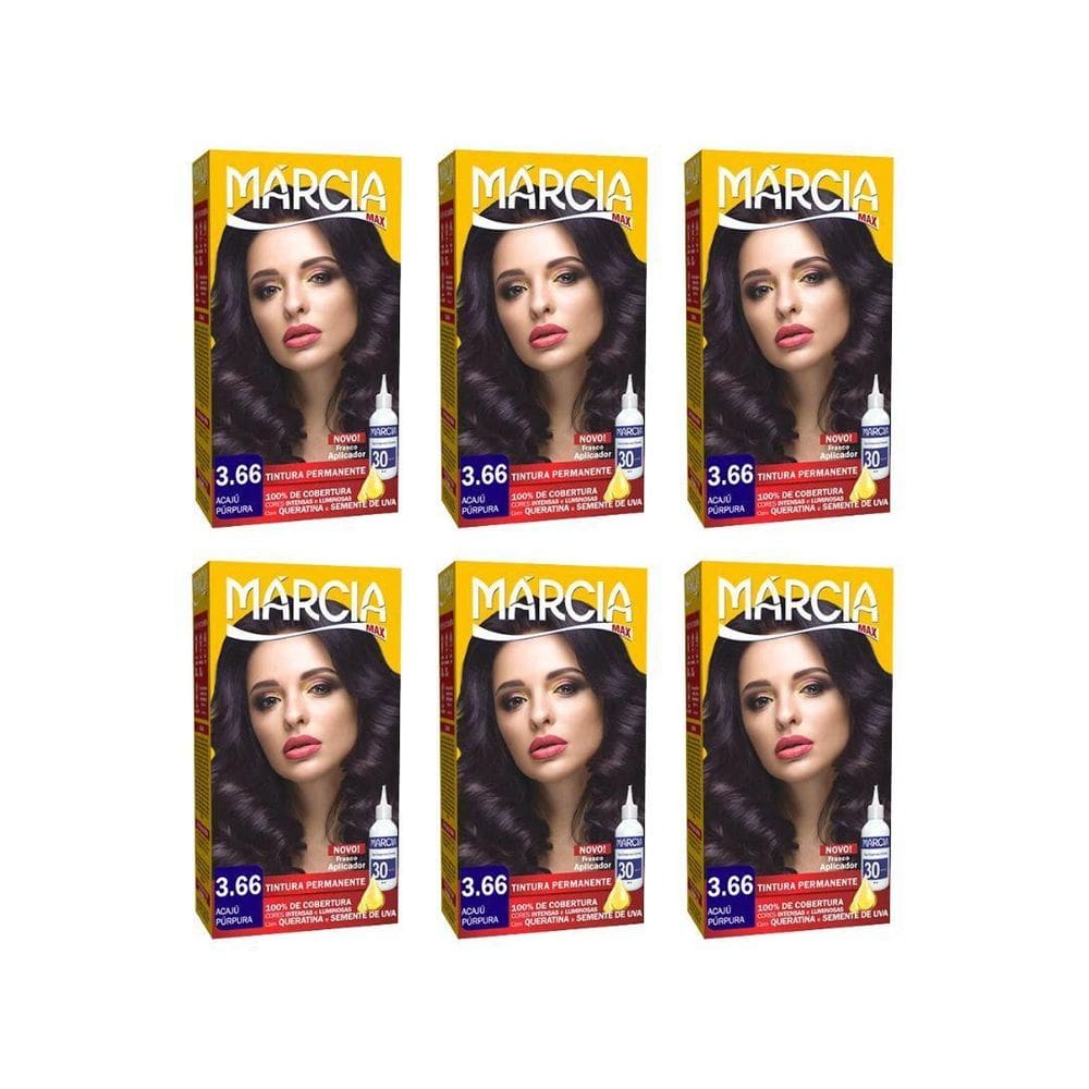 Coloração Marcia Liquida 3.66 Acaju Purpura - Kit C/6Un