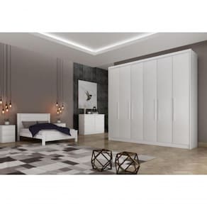 Guarda Roupa Casal 6 Portas 8 Gavetas Santoro Móveis Novo Horizonte - Branco