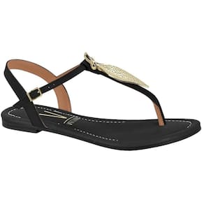 Rasteira Vizzano Detalhe Folha Feminina-Preto