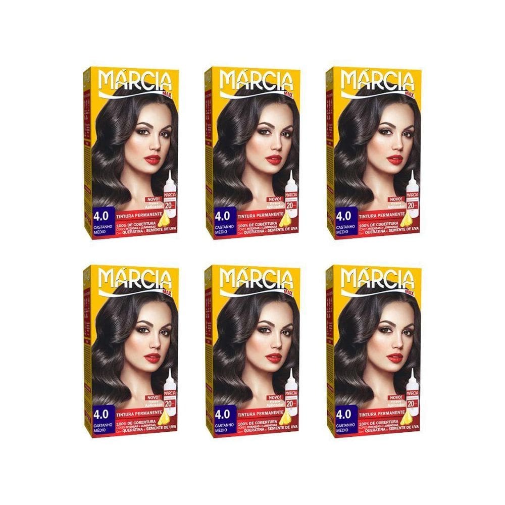 Coloração Marcia Liquida 4.0 Castanho Medio - Kit C/6Un
