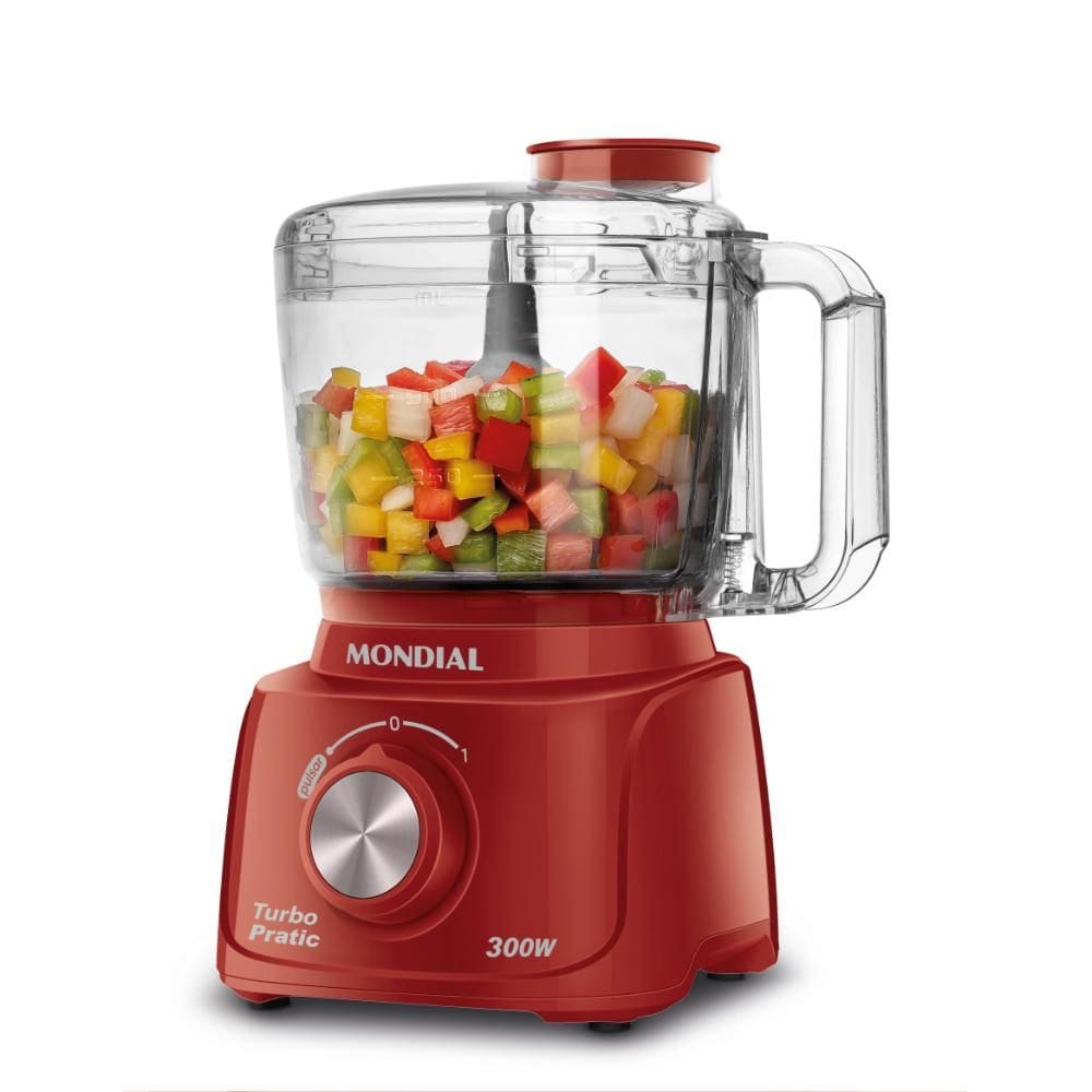 Mini Processador Mondial Turbo Pratic 300W Vermelho 127V - MP-16-R
