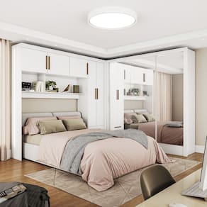 Guarda-roupa Casal Modulado 5 Portas Santiago 3 Portas Premium 5 Gaveta com Espelho Branco