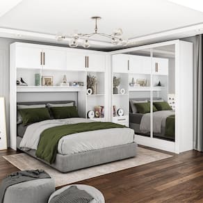 Guarda-roupa Casal Modulado 4 Portas Santiago 3 Portas Premium 5 Gaveta com Espelho Branco