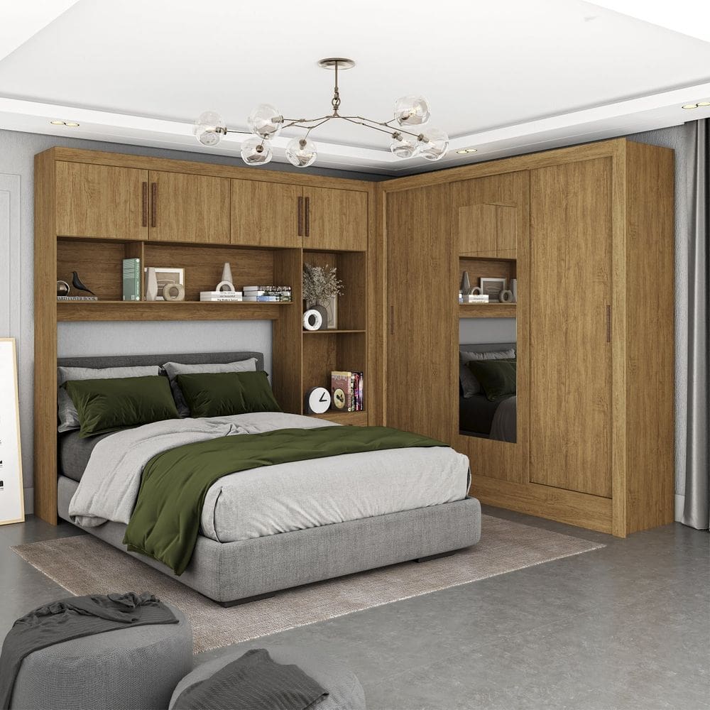 Guarda-roupa Casal Modulado 4 Portas Santiago com Espelho 3 Portas 5 Gavetas Cinamomo
