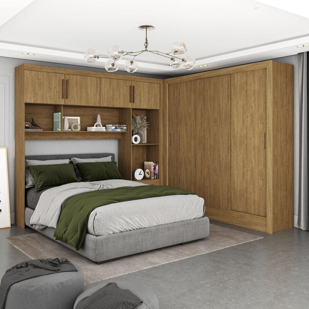 Guarda-roupa Casal Modulado 4 Portas Santiago 3 Portas 5 Gavetas Cinamomo