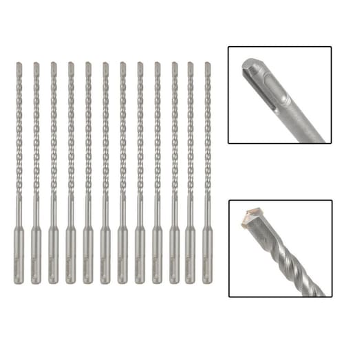 imagem-Jogo 12 Brocas Sds Plus 8X260 Mm Aço Carbono Tungstênio
