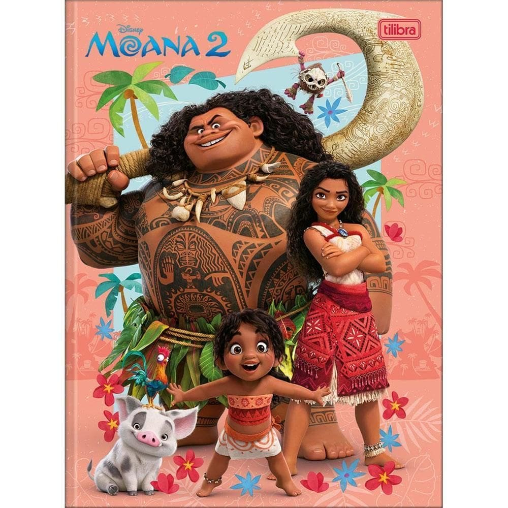 Caderno Brochurão Escolar 80Fls Moana 2 Rosa Coral Tilibra