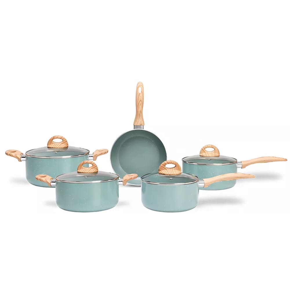 Jogo De Panela Brinox Ceramica Life Com Indução Com 5 Peças Cor Verde Botanika