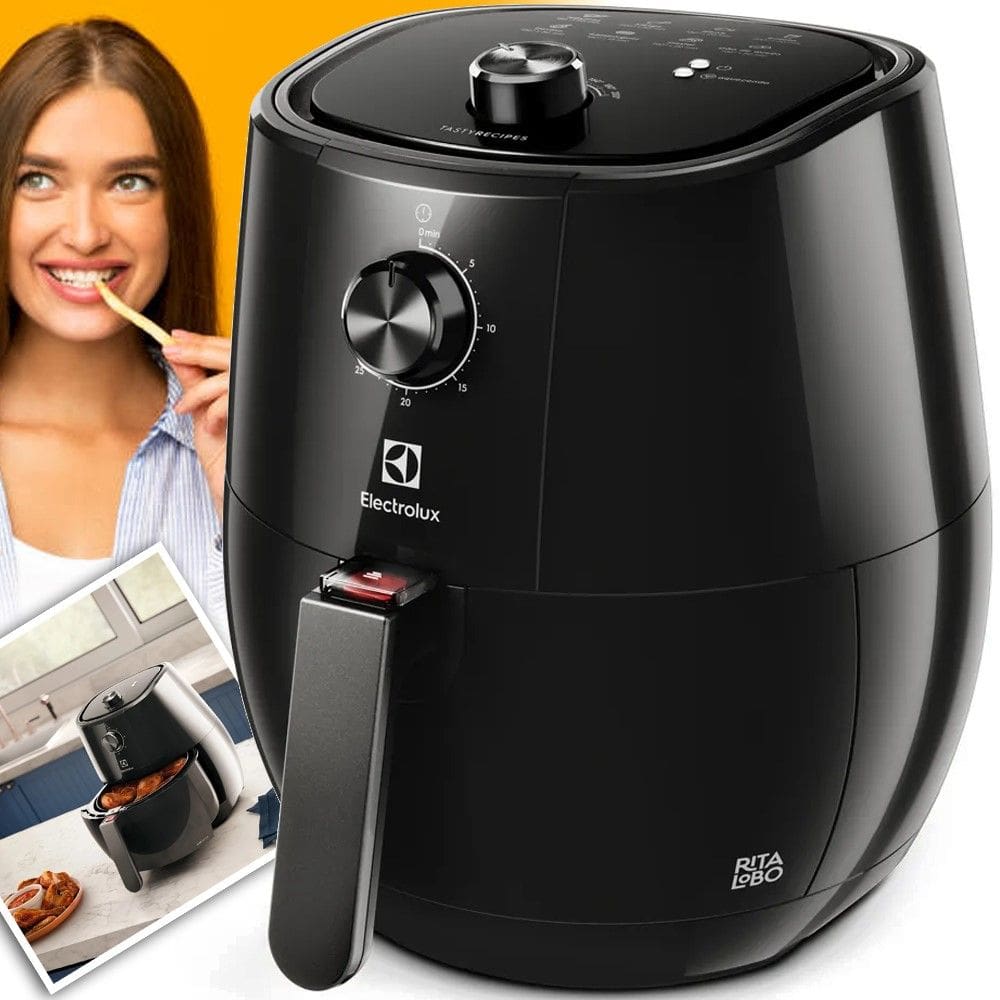 Airfryer Sem Óleo Fritadeira Elétrica Electrolux Eaf10 Preta Efficient 1400W por Rita Lobo