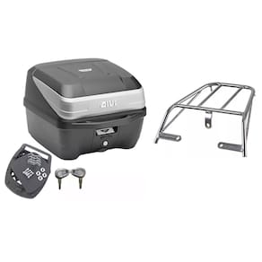 KIT BAÚ MOTO 33L GIVI + BAGAGEIRO Ybr 125 2000 2001 2002 2003 2004 2005 2006 2007 2008 1º LINHA PROJÉTIL