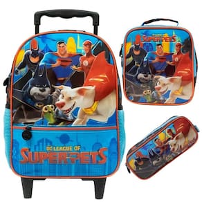Kit Escolar Rodinhas + Lancheira + Estojo Super Pets xeryus