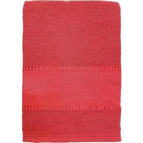 1 Toalha Banho Barra Para Bordar Ponto Cruz 65X130 Vermelho