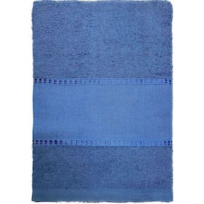 Toalha Banho Barra Para Bordar Ponto Cruz 65X130 Azul Escuro