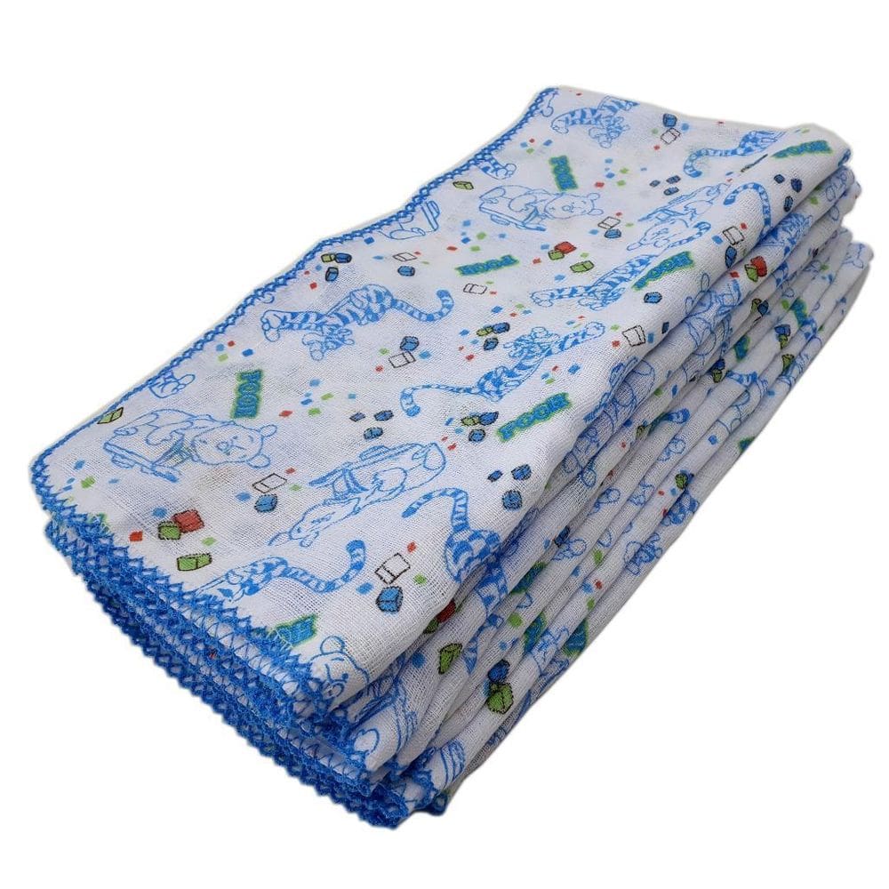 Kit 5 Fralda De Pano Bebê Do Pooh 70X70 Com Crochê Masculino