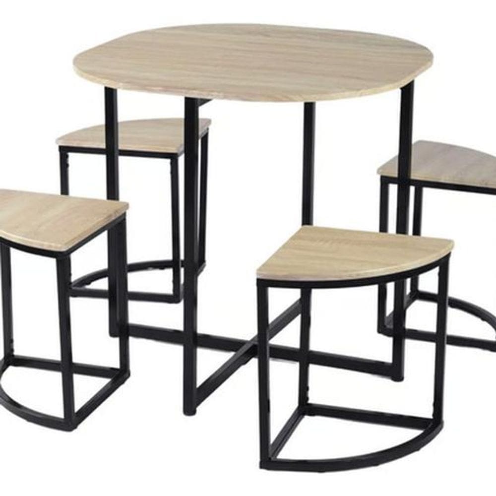 Conjunto Mesa De Jantar + 4 Cadeiras Compact Slim - Bege