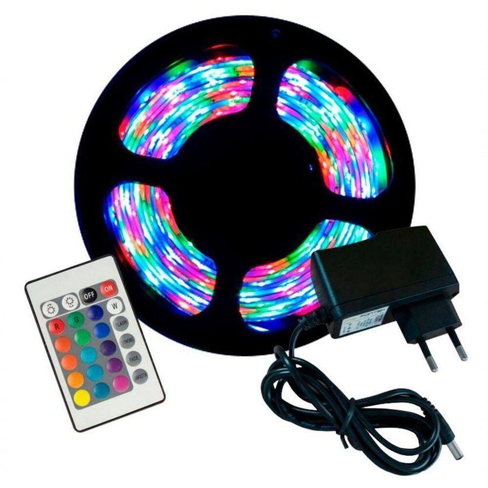 Fita Led Rgb Colorida Com Controle E Fonte