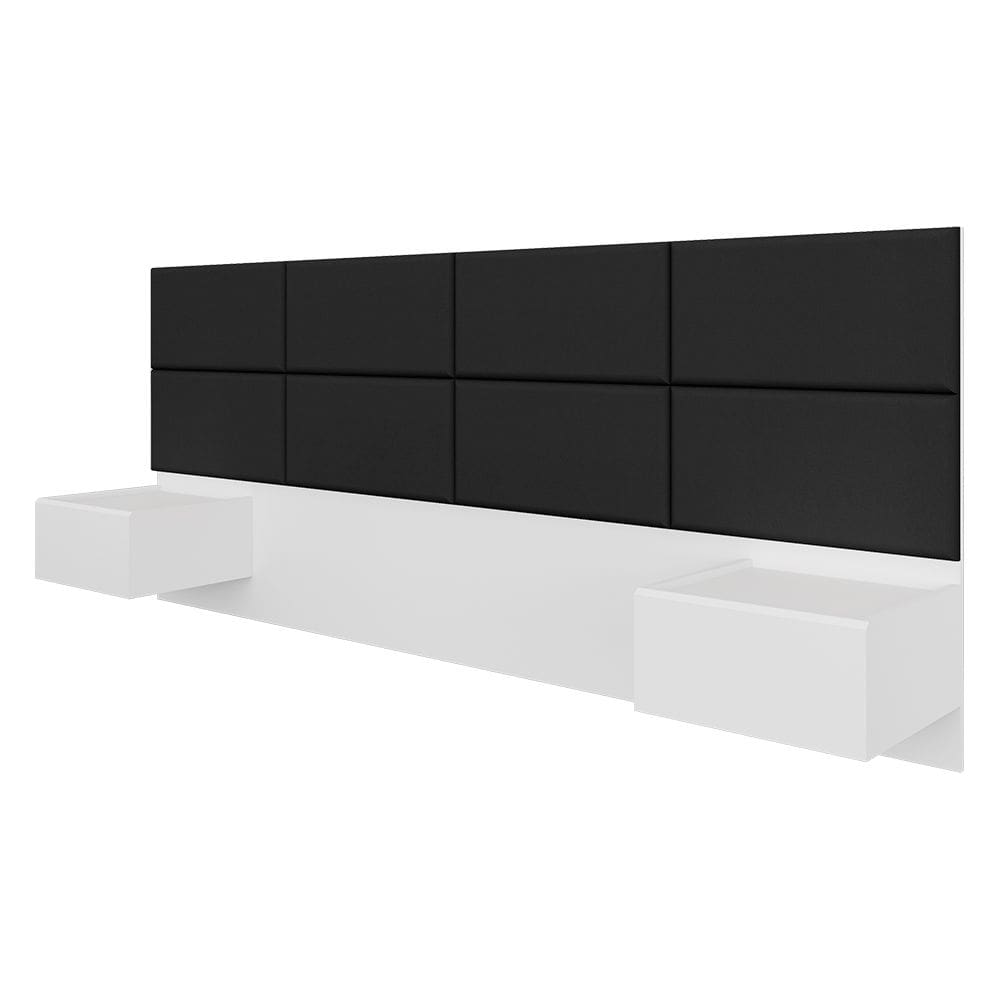 Cabeceira Estofada Suspensa Cama Casal Honduras Branco/preto - Ma