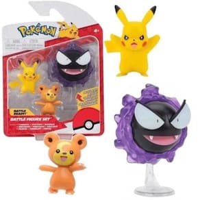 Bonecos - Pokemon Battle - Pikachu - Teddiursa - Gastly SUNNY BRINQUEDOS