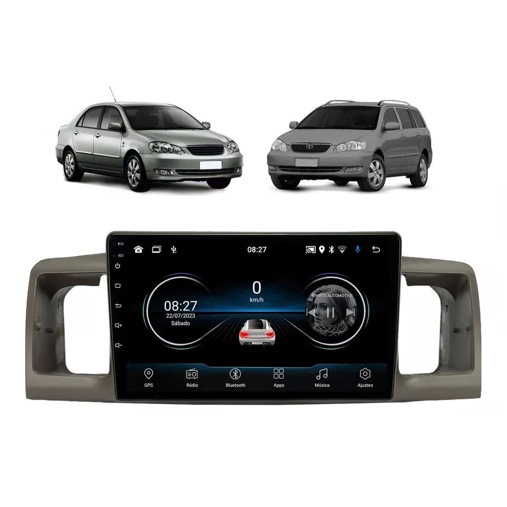 Kit Multimídia Corolla 2003 / 2008 Android 9 Pol 2/32Gb Carplay Gps WiFi Rádio Bt - Vision 8990CP